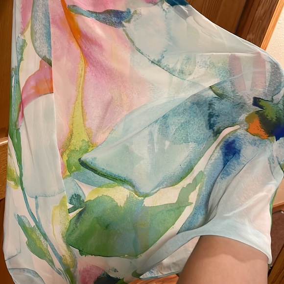 Chaps Watery Floral A-line Summer Cocktail Dress, size 8 - Picture 8 of 8